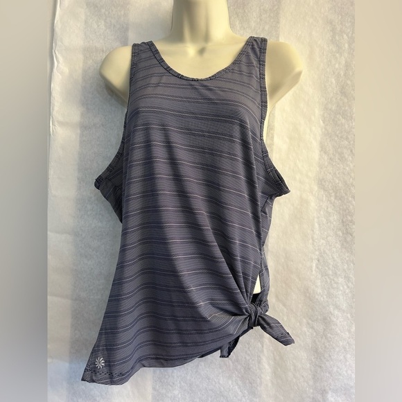 Athleta women’s tank top Max Outside Tie Knot in Navy blue stripe Sz-S Z8 - Picture 1 of 7